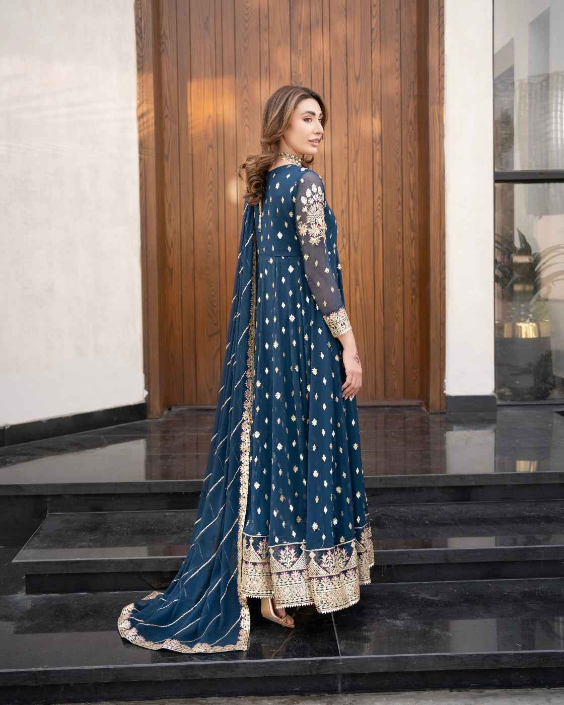 Royal Navy Blue Heavy Embroidered Luxury Finishing