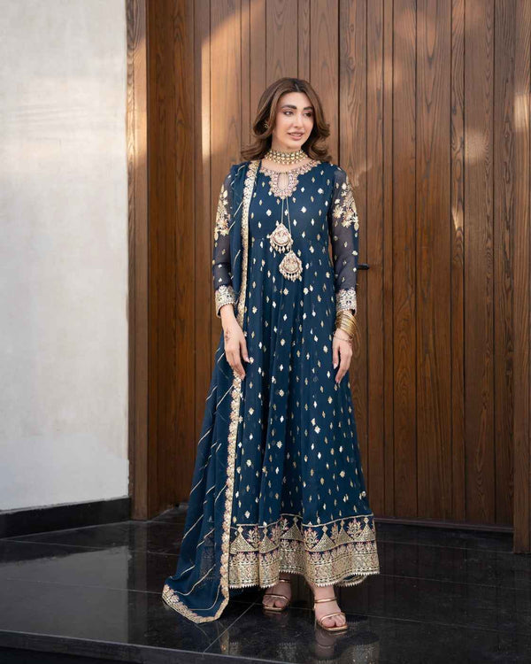 Royal Navy Blue Heavy Embroidered Luxury Finishing
