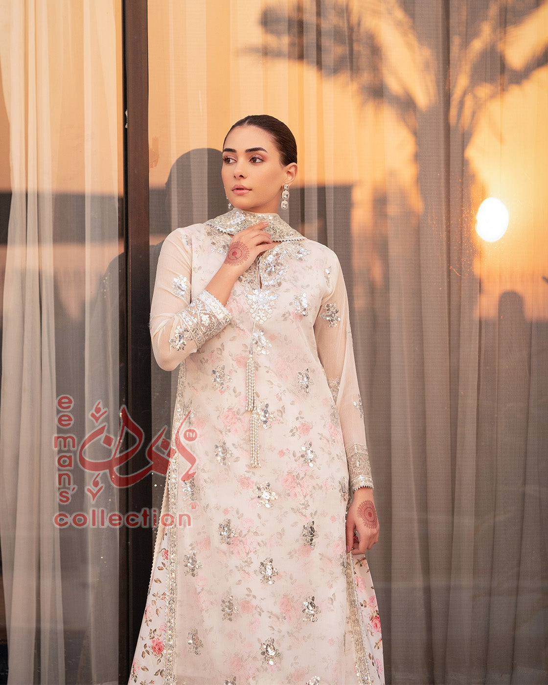 Ivory Floral Embroidered Luxury Suit