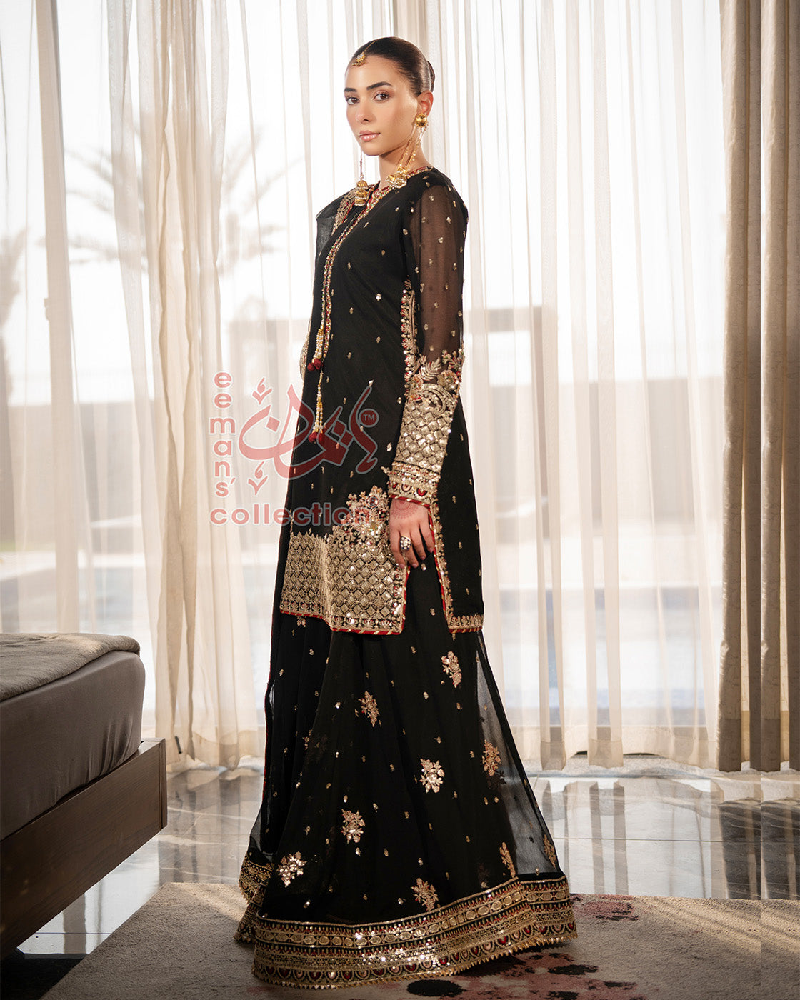 Black Gold Festive Pakistani Dress | Luxury Embroidered Suit