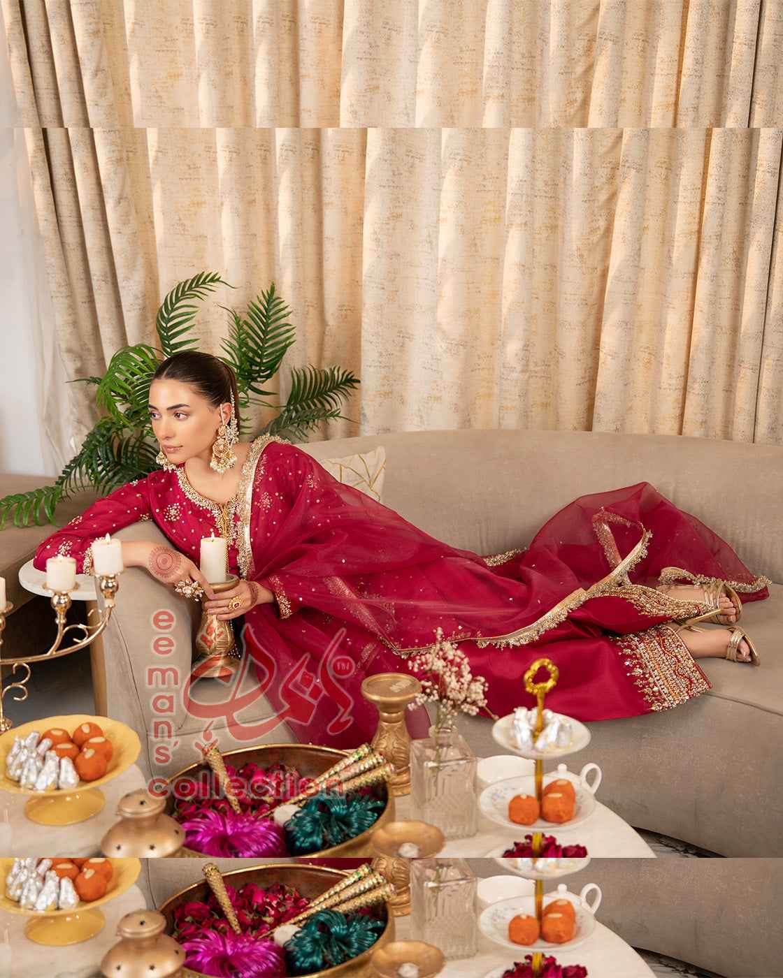 Crimson Ruby Embellished Pakistani Suit | Festive Luxury