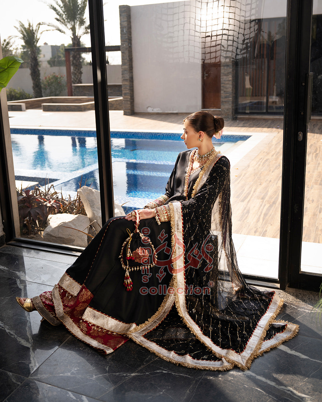 Black Maroon Festive Anarkali Suit