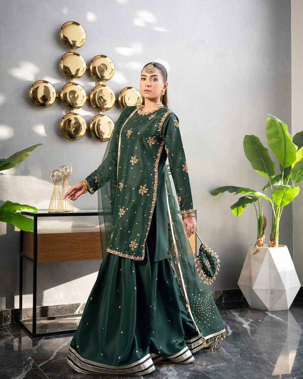 Royal Emerald Green Suit with Gold Detailing