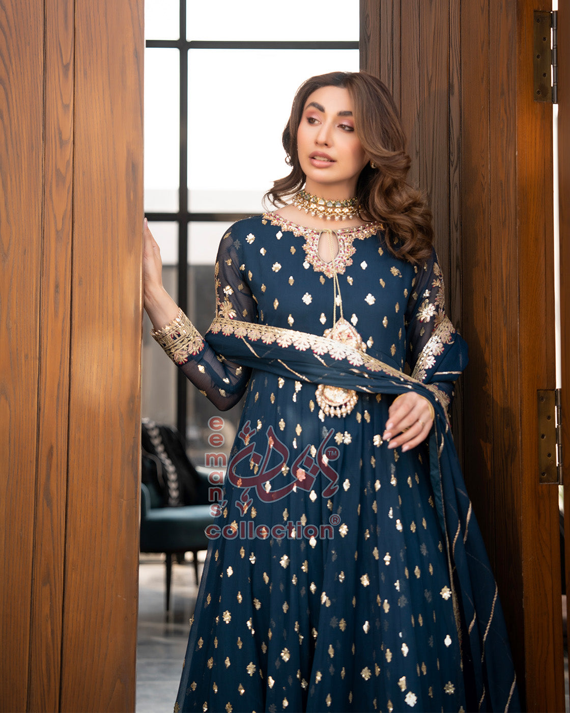 Royal Navy Blue Pakistani Designer Suit | Luxury Finish
