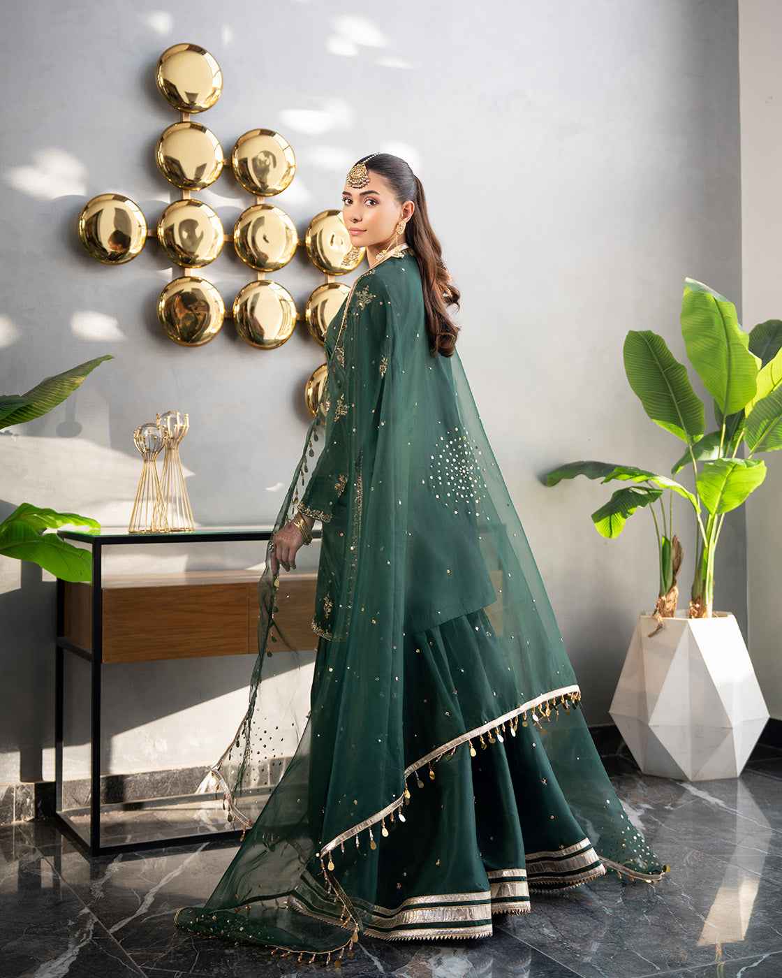 Royal Emerald Green Suit with Gold Detailing