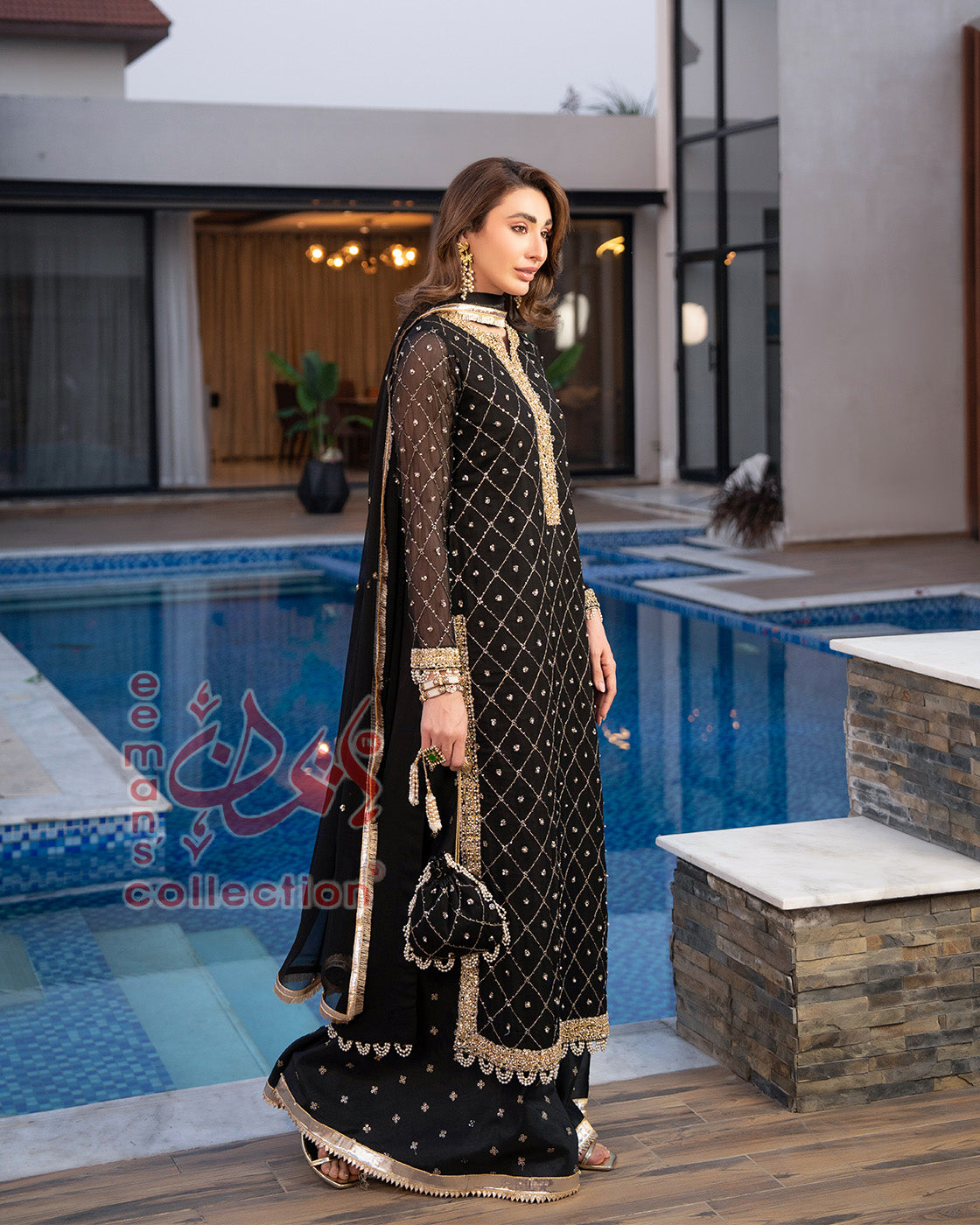 Midnight Black Gold Embroidered Luxury Suit