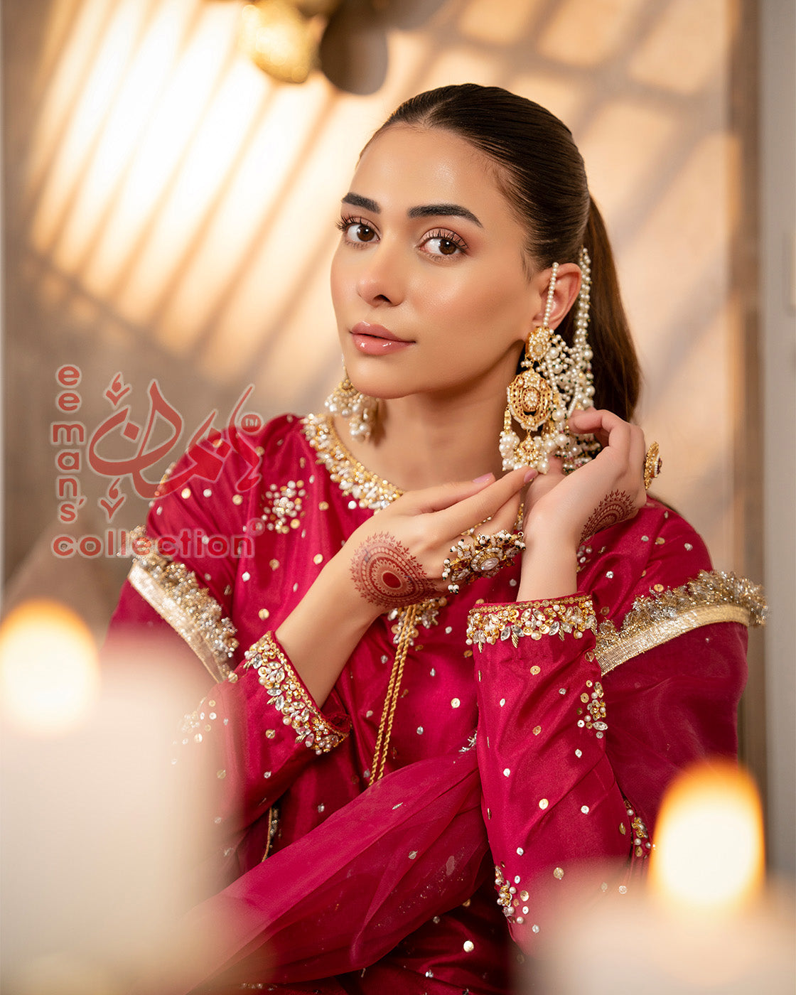 Crimson Ruby Embellished Pakistani Suit | Festive Luxury
