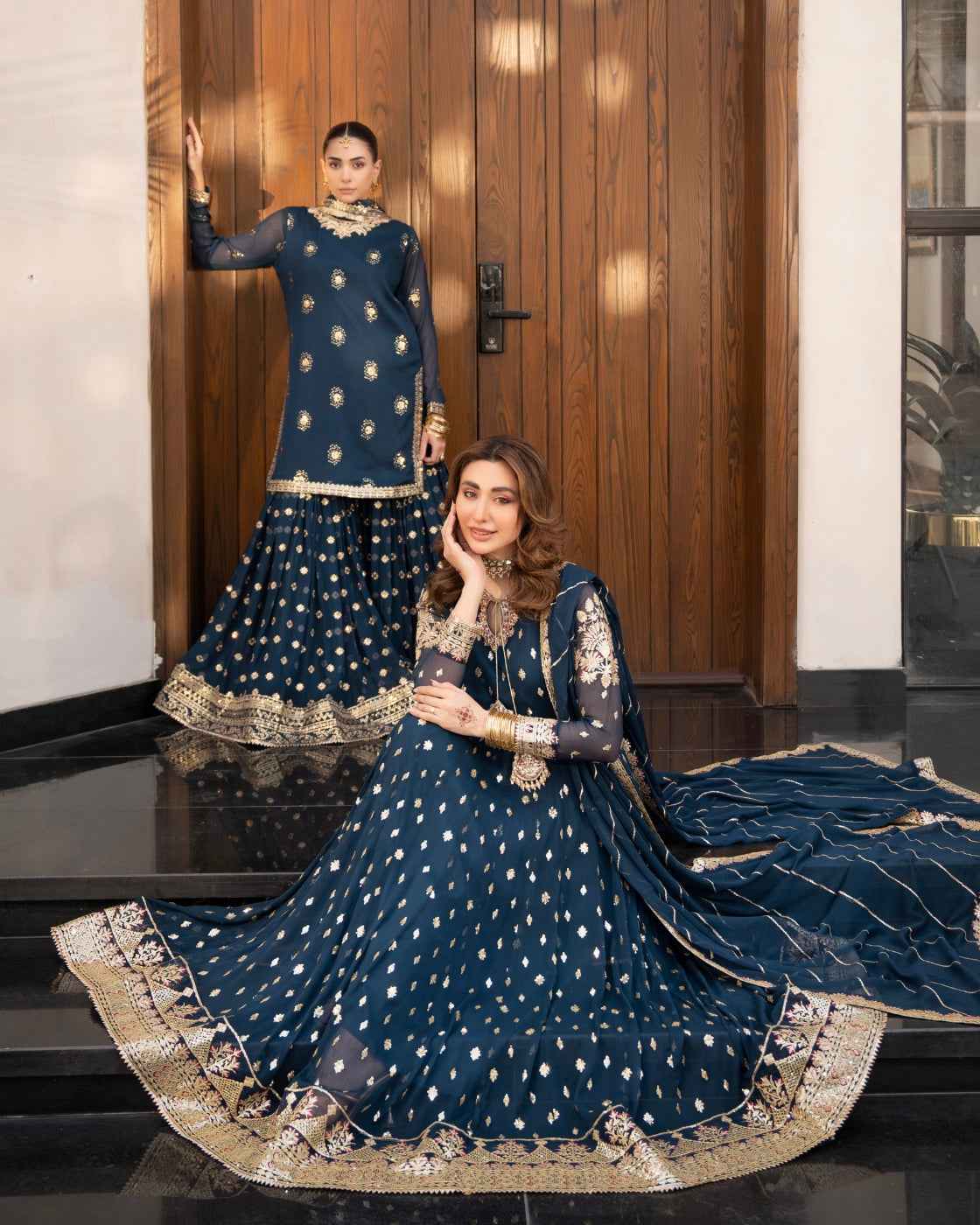 Royal Navy Blue Heavy Embroidered Luxury Finishing