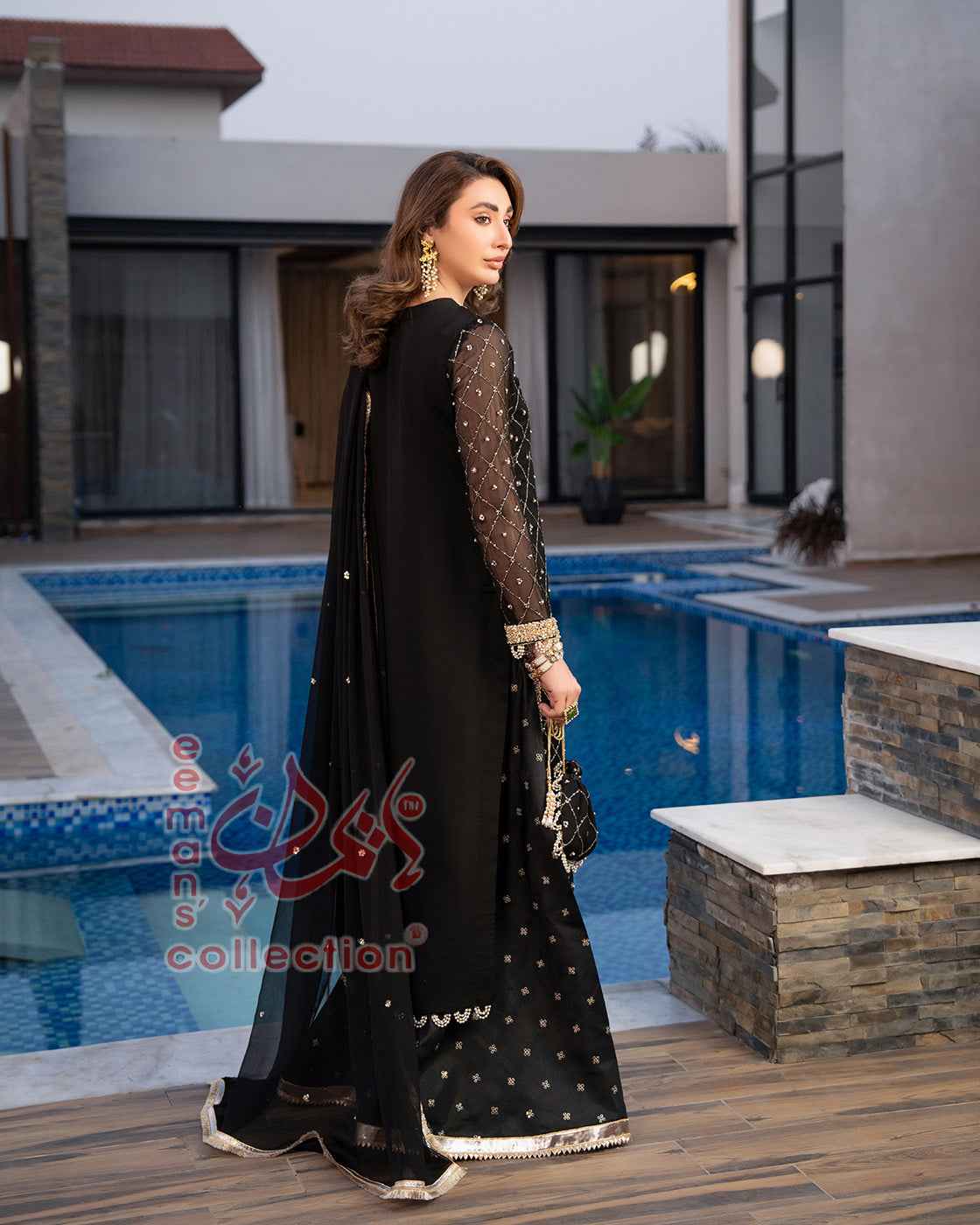 Midnight Black Gold Embroidered Luxury Suit