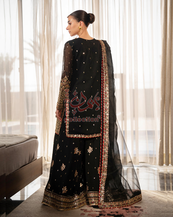 Black Gold Festive Pakistani Dress | Luxury Embroidered Suit