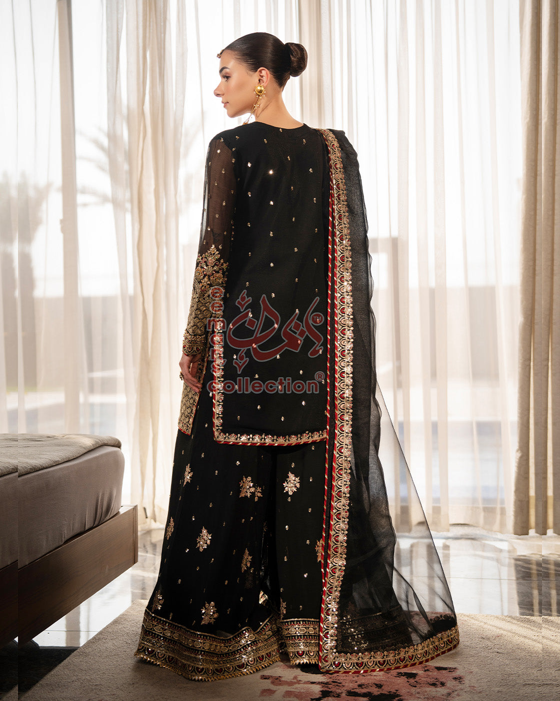 Black Gold Festive Pakistani Dress | Luxury Embroidered Suit
