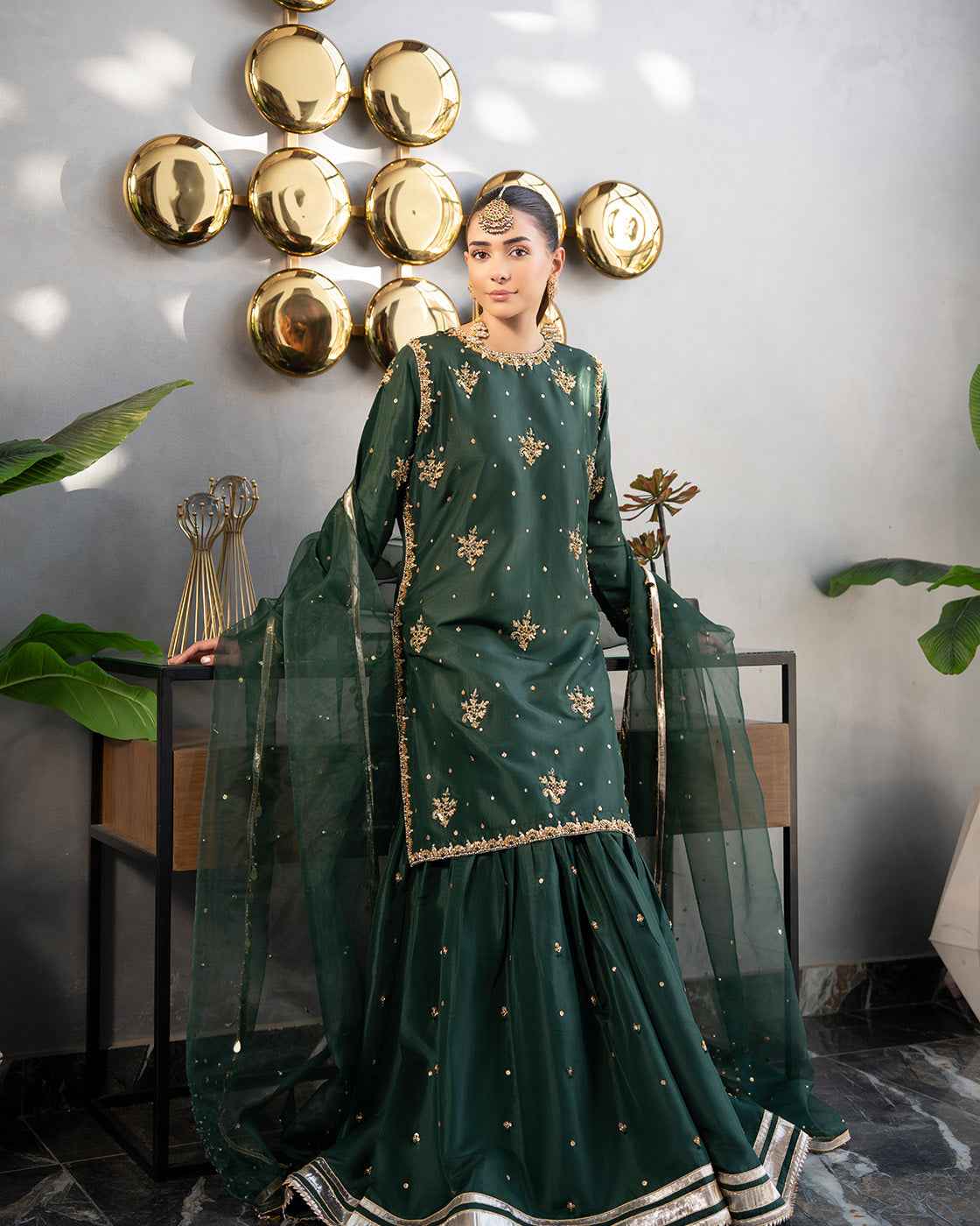 Royal Emerald Green Suit with Gold Detailing