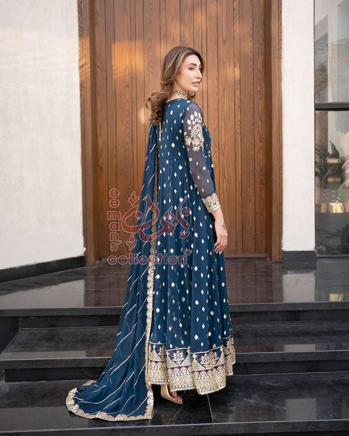 Royal Navy Blue Pakistani Designer Suit | Luxury Finish