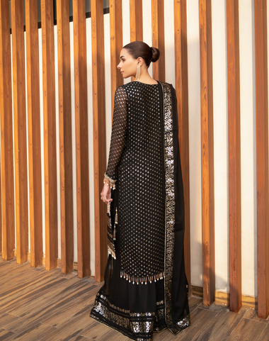 Luxury Black Embroidered Gold Detailing & Festive Design - Eemans Collection