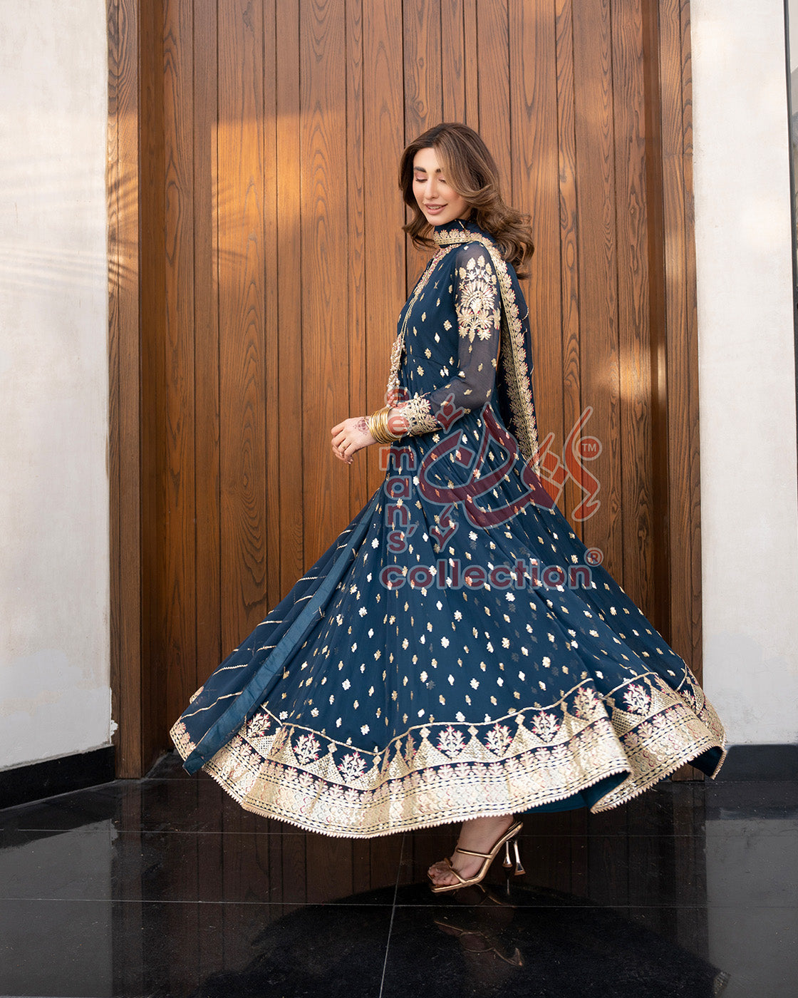 Royal Navy Blue Pakistani Designer Suit | Luxury Finish