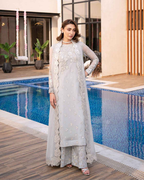 Ice Grey Embroidered Silver Festive Detailing Sold Out