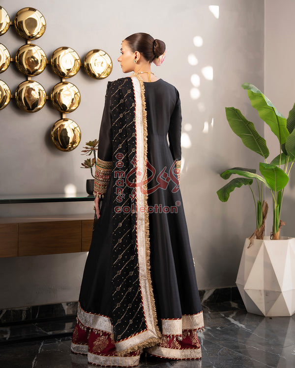 Black Maroon Festive Anarkali Suit