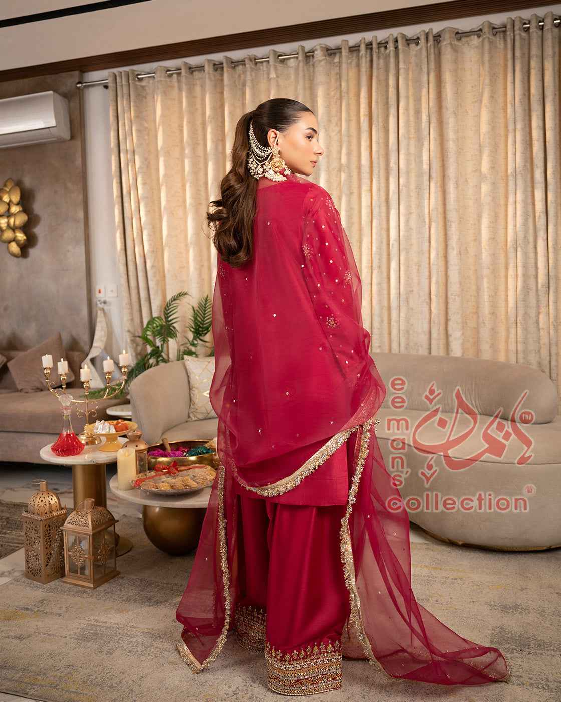 Crimson Ruby Embellished Pakistani Suit | Festive Luxury