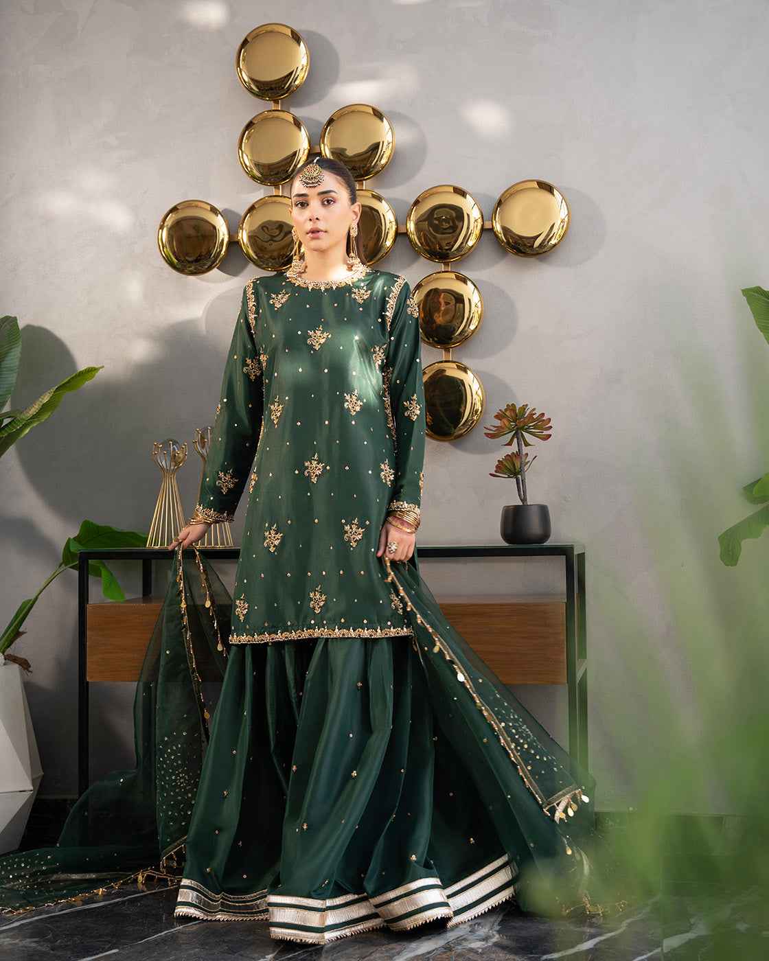 Royal Emerald Green Suit with Gold Detailing