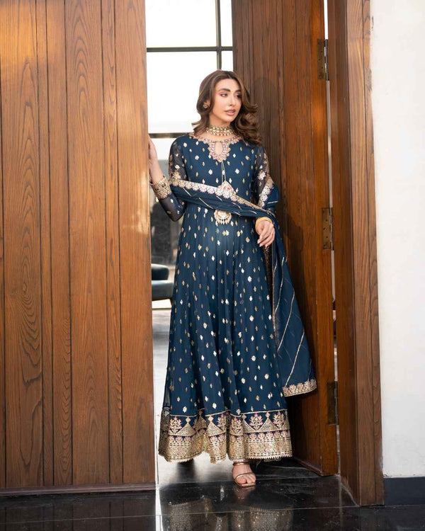 Royal Navy Blue Heavy Embroidered Luxury Finishing