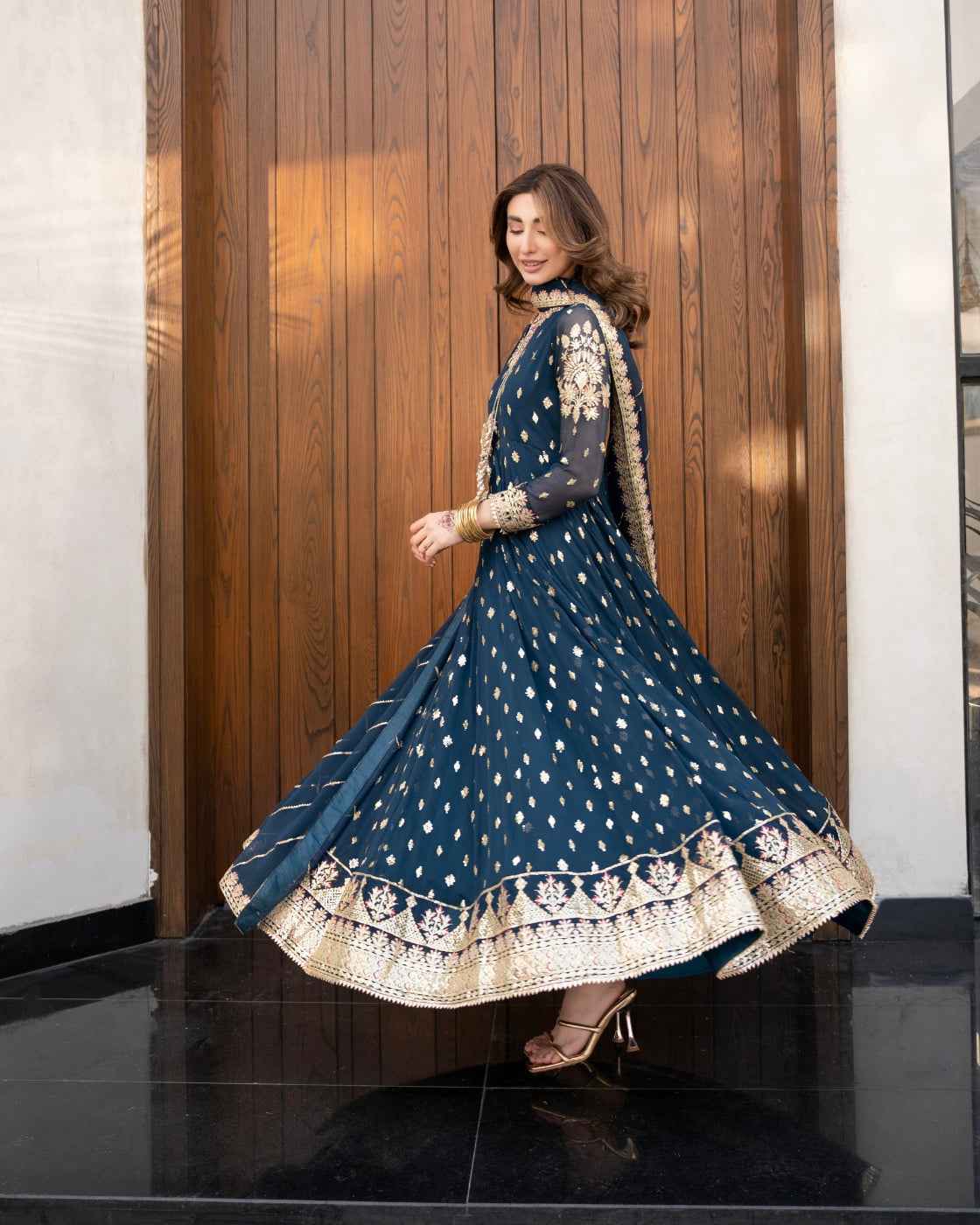 Royal Navy Blue Heavy Embroidered Luxury Finishing